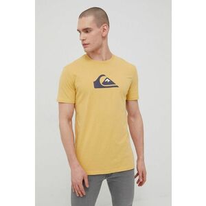 Bavlnené tričko Quiksilver žltá farba, s potlačou vyobraziť