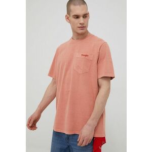 Bavlnené tričko Wrangler oranžová farba, jednofarebné vyobraziť