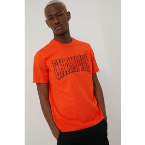 Bavlnené tričko Champion 217172 oranžová farba, s nášivkou vyobraziť