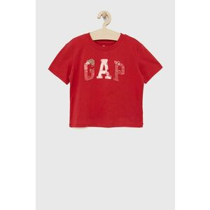 Detské bavlnené tričko GAP červená farba, vyobraziť