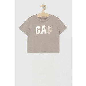 Detské bavlnené tričko GAP šedá farba, vyobraziť