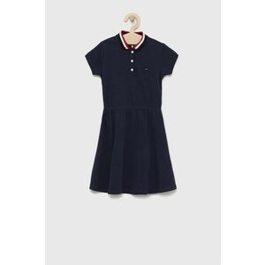 Dievčenské šaty Tommy Hilfiger tmavomodrá farba, midi, áčkový strih vyobraziť