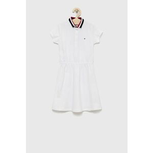 Dievčenské šaty Tommy Hilfiger biela farba, midi, áčkový strih vyobraziť
