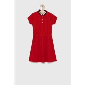 Dievčenské šaty Tommy Hilfiger červená farba, midi, áčkový strih vyobraziť