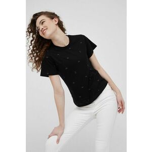 Bavlnené tričko Emporio Armani čierna farba vyobraziť