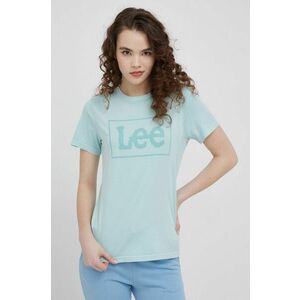 Bavlnené tričko Lee zelená farba, vyobraziť