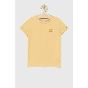 Detské bavlnené tričko Tommy Hilfiger žltá farba, vyobraziť