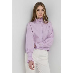 Bavlnená košeľa Custommade dámska, fialová farba, regular, s klasickým golierom vyobraziť