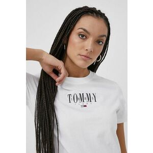Bavlnené tričko Tommy Jeans biela farba, vyobraziť