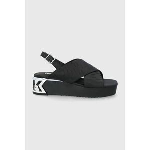 Kožené sandále Karl Lagerfeld K-blok Wedge dámske, čierna farba, na platforme vyobraziť