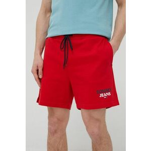Bavlnené šortky Tommy Jeans pánske, červená farba, vyobraziť