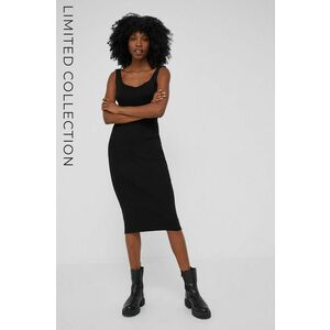Šaty Answear Lab x limitovaná kolekcia NO SHAME čierna farba, midi, priliehavá vyobraziť