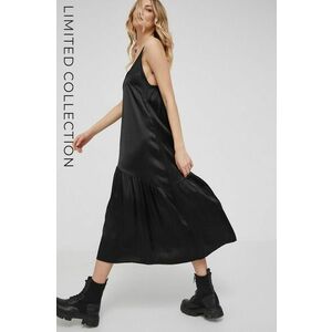 Šaty Answear Lab x limitovaná kolekcia NO SHAME čierna farba, midi, áčkový strih vyobraziť