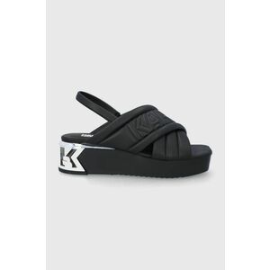 Sandále Karl Lagerfeld K-blok Wedge dámske, čierna farba, na platforme vyobraziť