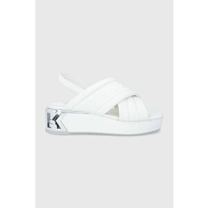 Sandále Karl Lagerfeld K-blok Wedge dámske, biela farba, na platforme vyobraziť