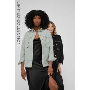 Rifľová bunda Answear Lab x limitovaná kolekcia NO SHAME dámska, šedá farba, oversize, vyobraziť