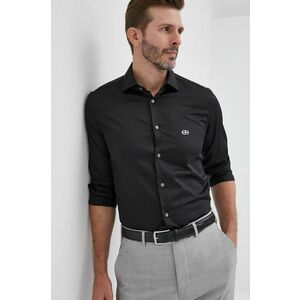 Košeľa Emporio Armani pánska, čierna farba, regular, s klasickým golierom vyobraziť
