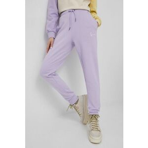 Nohavice Karl Kani dámske, fialová farba, s nášivkou vyobraziť