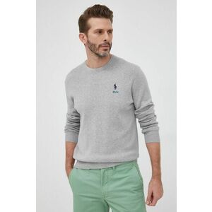 Bavlnený sveter Polo Ralph Lauren pánsky, šedá farba, tenký, vyobraziť