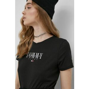 Tričko Tommy Jeans dámsky, čierna farba, vyobraziť