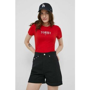 Tričko Tommy Jeans dámsky, červená farba, vyobraziť