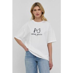 Bavlnené tričko Miss Sixty biela farba vyobraziť