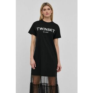 Šaty Twinset čierna farba, maxi, rovný strih vyobraziť