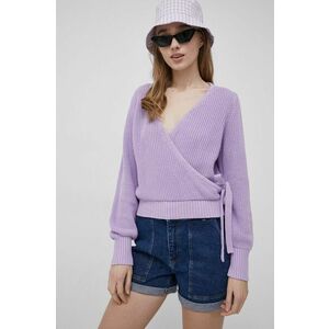 Bavlnený sveter Pieces dámsky, fialová farba, vyobraziť