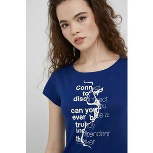 Bavlnené tričko Sisley tmavomodrá farba, vyobraziť