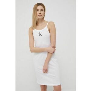 Bavlnené plážové šaty Calvin Klein biela farba, mini, priliehavé vyobraziť