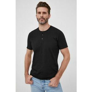 Bavlnené tričko Sisley čierna farba, jednofarebné vyobraziť