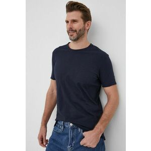 Bavlnené tričko Sisley tmavomodrá farba, jednofarebné vyobraziť