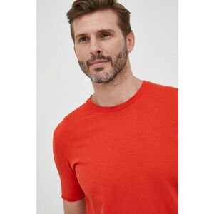 Bavlnené tričko Sisley červená farba, jednofarebné vyobraziť