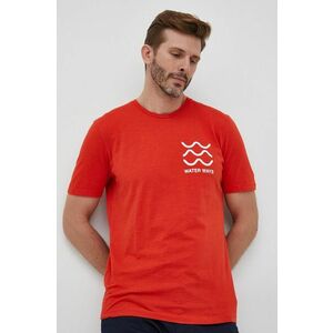 Bavlnené tričko Sisley červená farba, s potlačou vyobraziť