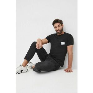 Bavlnené tričko Calvin Klein Jeans čierna farba, s potlačou vyobraziť