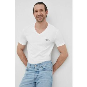 Tričko Calvin Klein Jeans pánske, biela farba, s potlačou vyobraziť
