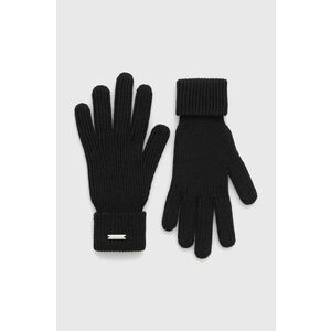 Vlnené rukavice Woolrich dámske, čierna farba vyobraziť