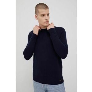 Vlnený sveter Superdry pánsky, tmavomodrá farba, tenký, vyobraziť