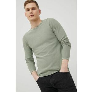 Bavlnený sveter Jack & Jones pánsky, zelená farba, tenký, vyobraziť