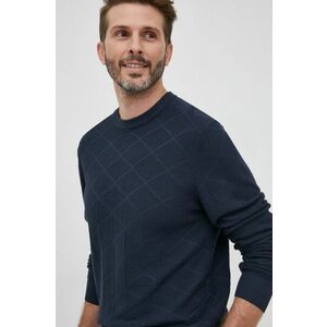 Bavlnený sveter Sisley pánsky, tmavomodrá farba, tenký, vyobraziť