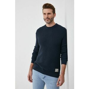 Bavlnený sveter Sisley pánsky, tmavomodrá farba, tenký, vyobraziť