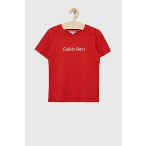 Detské bavlnené tričko Calvin Klein Jeans červená farba, s potlačou vyobraziť
