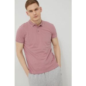 Bavlnené polo tričko Tom Tailor ružová farba, jednofarebné vyobraziť