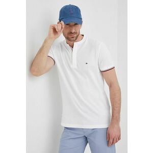 Bavlnené polo tričko Tommy Hilfiger biela farba, jednofarebné vyobraziť