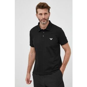 Bavlnené polo tričko Emporio Armani Underwear čierna farba, jednofarebné vyobraziť