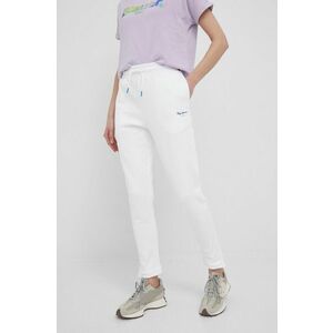 Bavlnené nohavice Pepe Jeans Calista Pants dámske, biela farba, jednofarebné vyobraziť