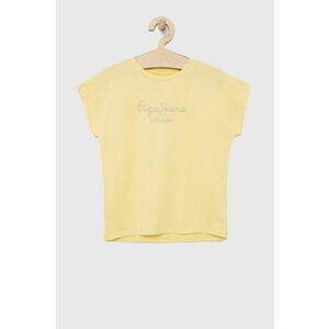 Detské bavlnené tričko Pepe Jeans žltá farba, vyobraziť