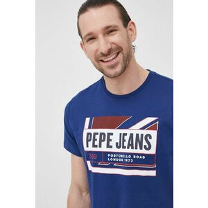 Bavlnené tričko Pepe Jeans Adelard tmavomodrá farba, s potlačou vyobraziť