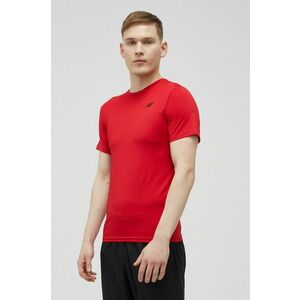 Tréningové tričko 4F červená farba, jednofarebné vyobraziť