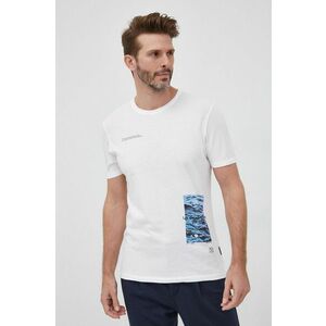 Bavlnené tričko Sisley biela farba, s potlačou vyobraziť